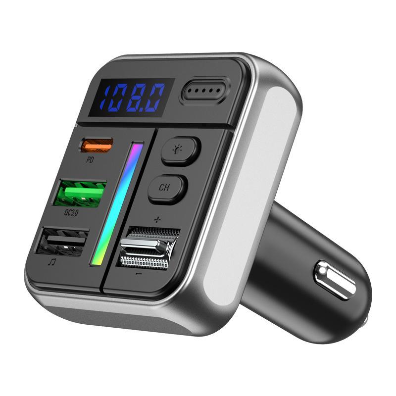 Audio MP3 Player UBS Type-C Car Charger RGB Light Bluetooth FM Transmitter Vehicles PD Fast Charging Power Adapter Handsfree
