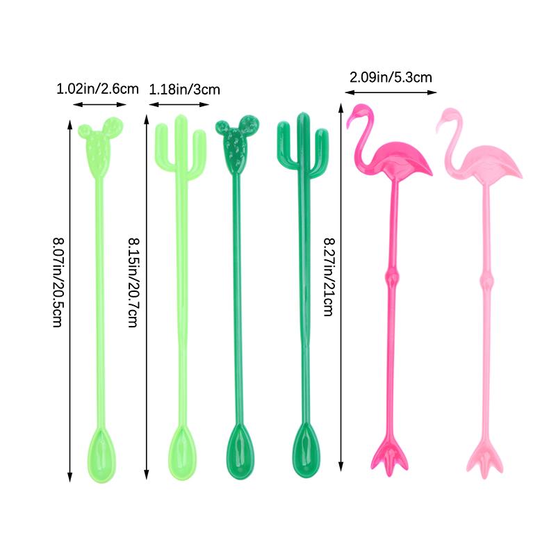 6 Stücke Kunststoff Cocktail Muddler Trinken Wein Decor Cocktail Swizzle Sticks Feigenkaktus Flamingo Wein Rührer Kaffee Puddler