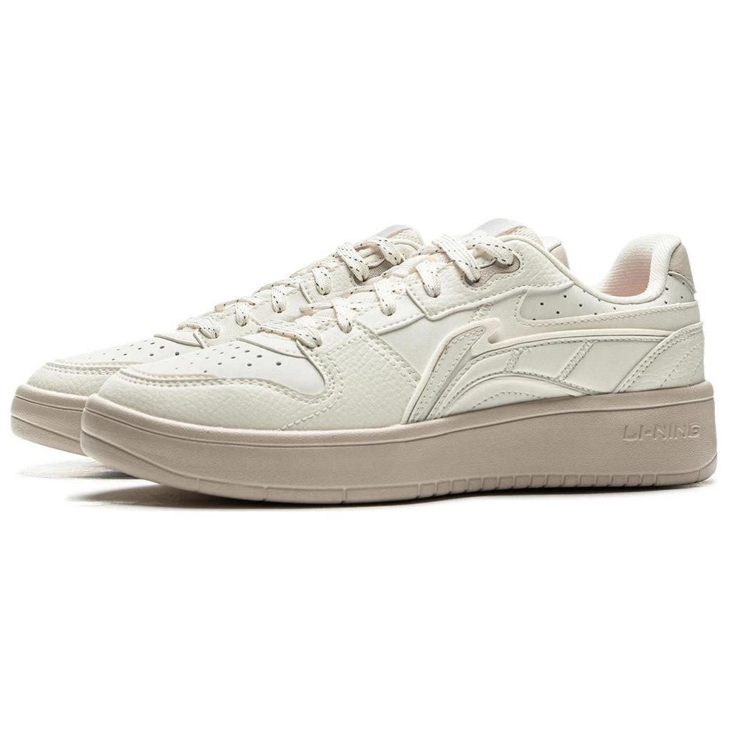 Li Ning Sycee Slip Resistant Cushioning Abrasion Resistant Lightweight Low top Skateboard Shoes Women's Ecru AGCU516-3
