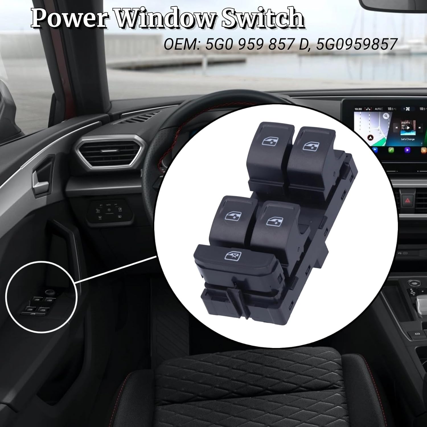 

Aramox Power Window Switch, Driver Side, Master Window Control Switch, 5G0 959 857 D 5G0959857 Fit for Cross Sport 2020, for MK7/MK7.5 2013-2021, for