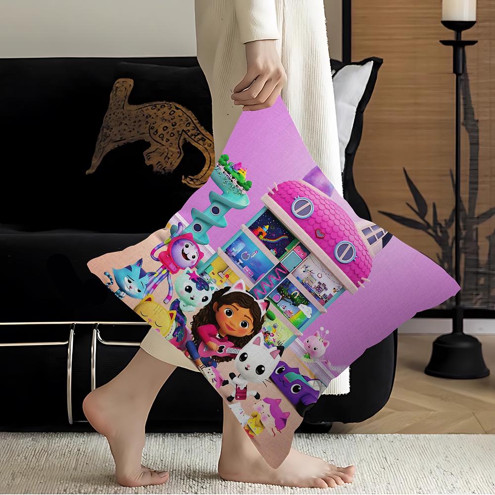 

G-Gabbys Cute Dollhouse Pillowcase Toon Gift Cushion Cover Bedroom Home Sofa Chair Seat Decor Pillow Case 30x30CM(12x12in)