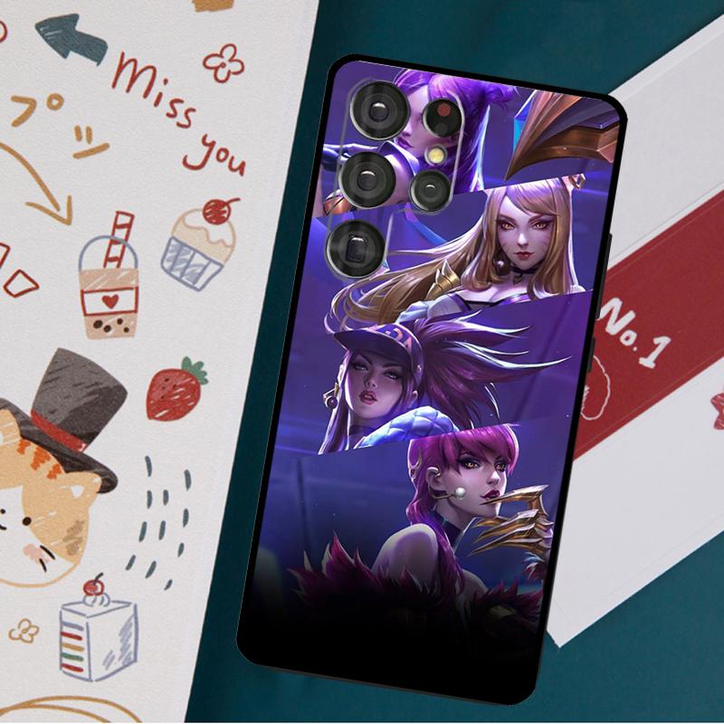 Kda Kaisa Ahri Akali-fodral för Samsung Galaxy S23 S20 FE S21 FE S22 Ultra Note 20 S8 S9 S10 Note 10 Plus bakskal