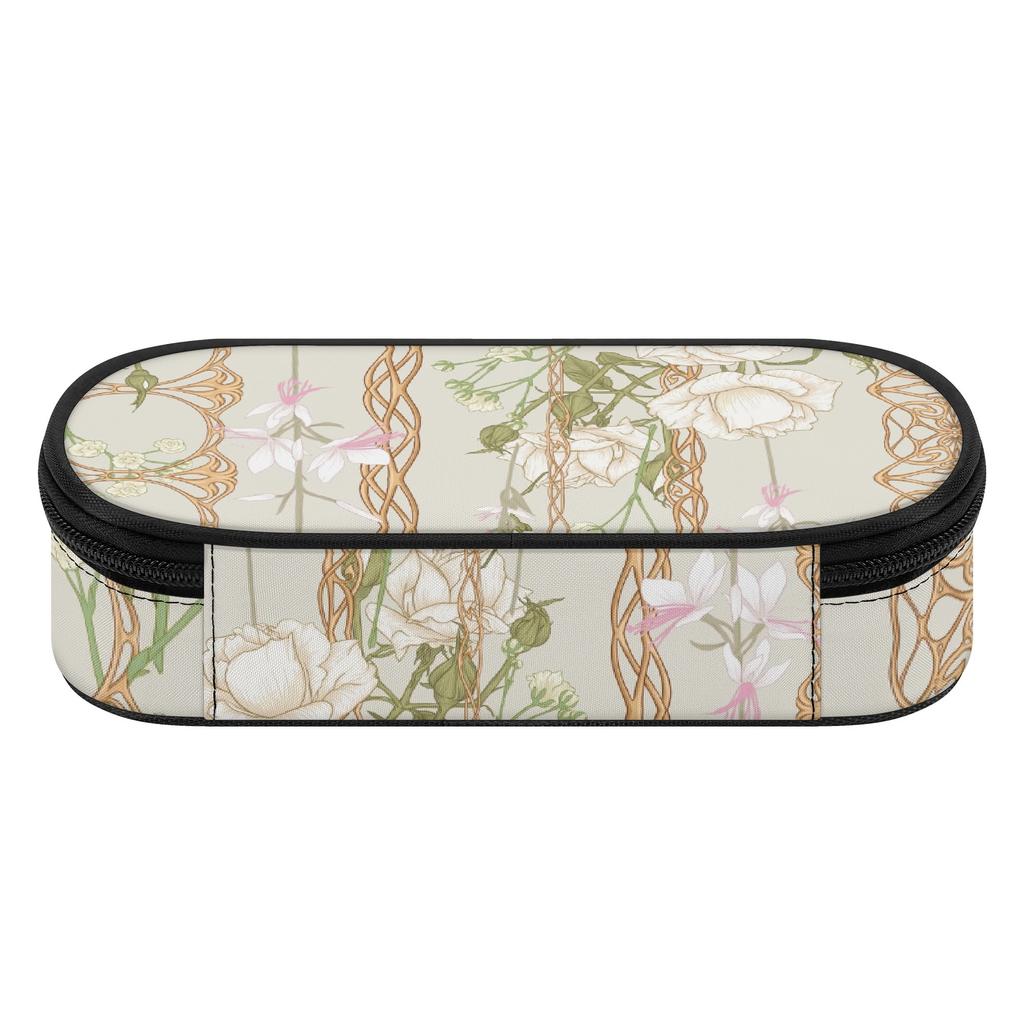 Pencil Bag Neat Design Durable 300D Polyester Easy Open Zipper with Main Compartment Mesh Pocket and Pen Slots for Students