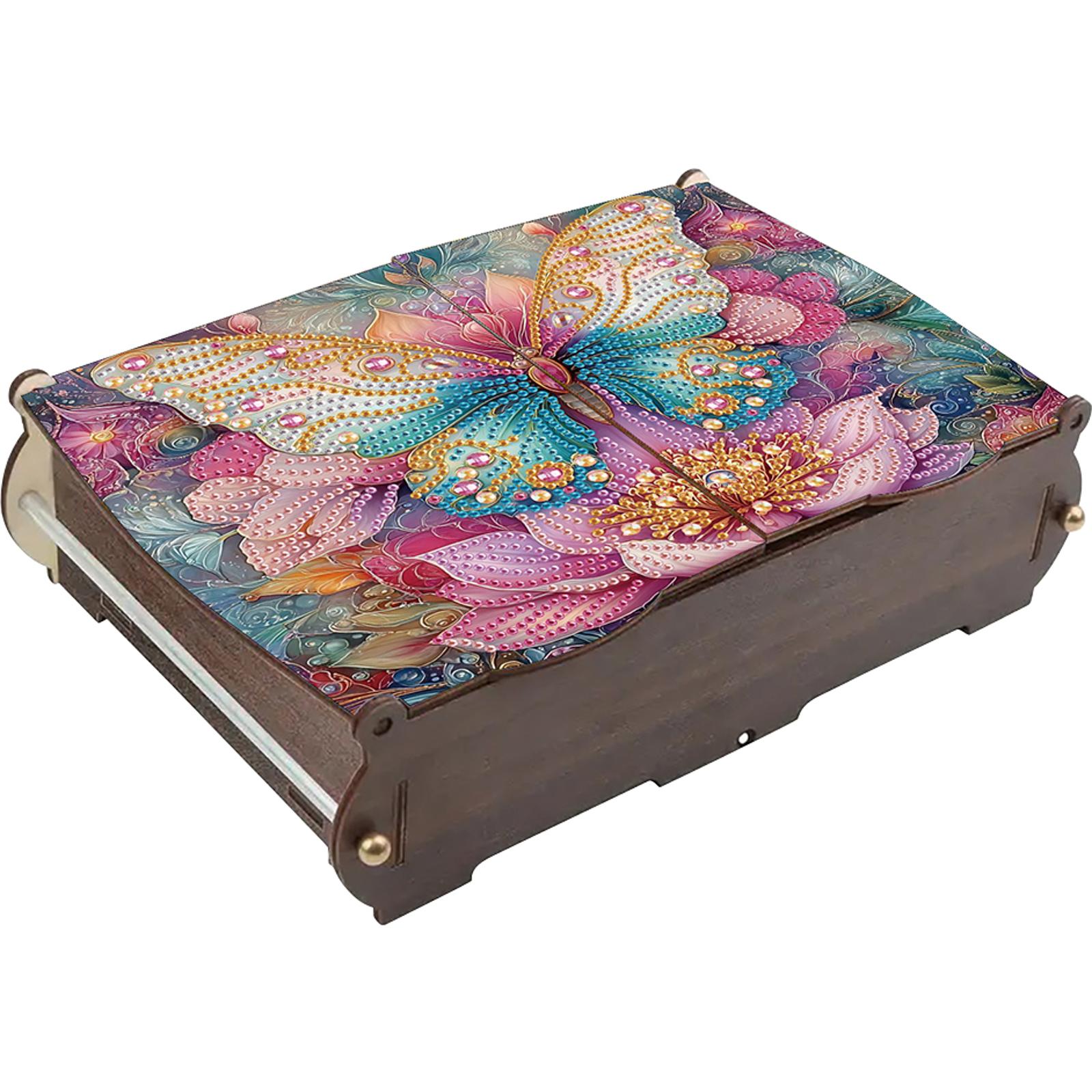 

DIY Diamond Art Wooden Box Diamond Art Storage Case DIY 5D Craft Jewelry Box for Bracelets Necklaces Earrings