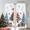 2pcs 2D flat printing Merry Christmas Window Drapes Santa Claus Gifts Christmas Trees Polyester Without Electricity Birthday