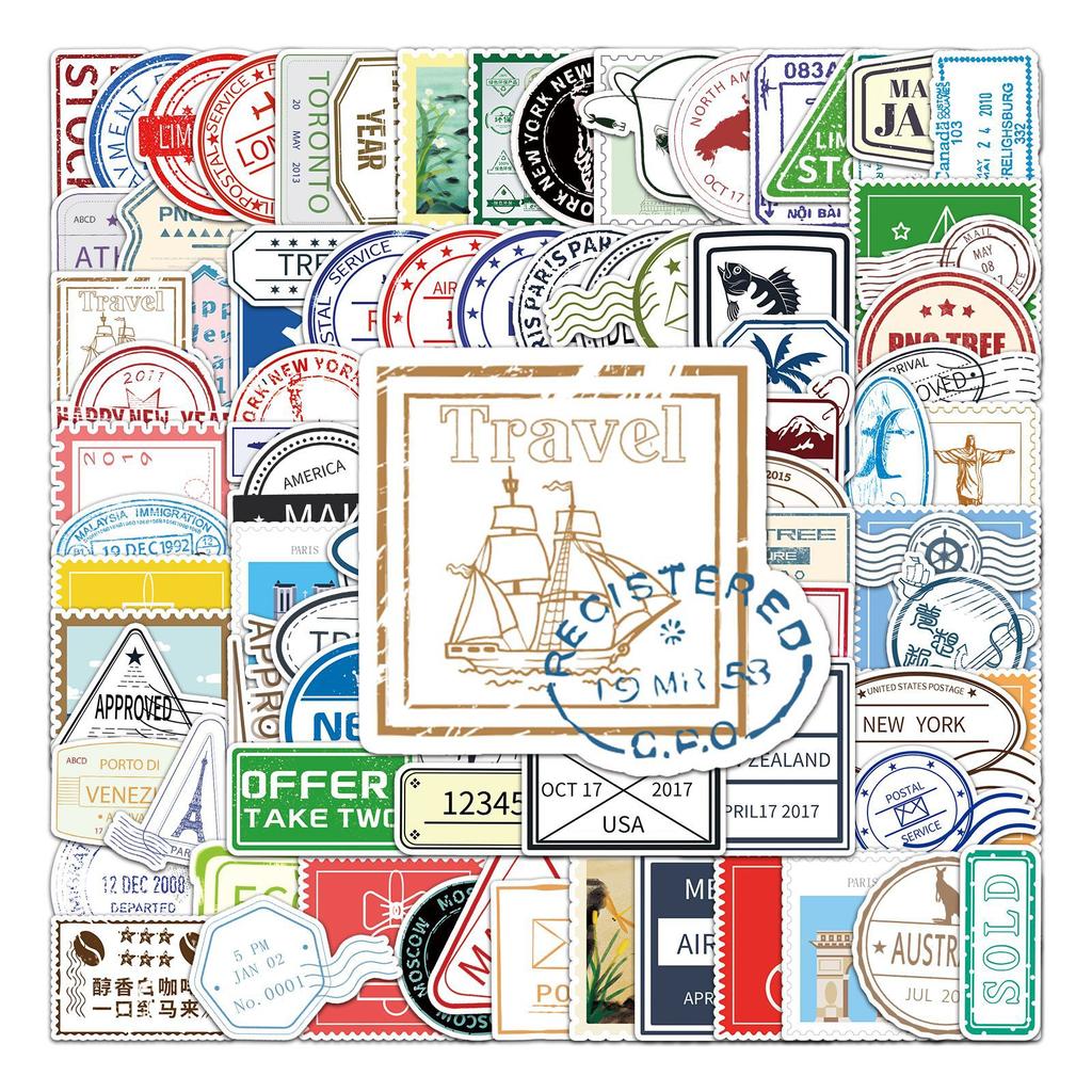 116 Stempel Krähe Aufkleber personalisiert grenzüberschreitend Retro Reiseaufkleber DIY Skateboard Gepäck Aufkleber wasserdicht