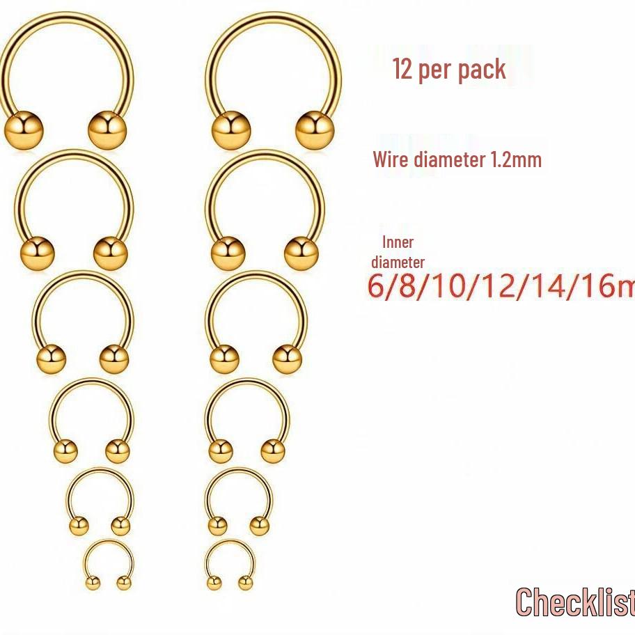 Versatile Piercing Jewelry Set: Nose Rings, Lip Studs, Tongue Rings