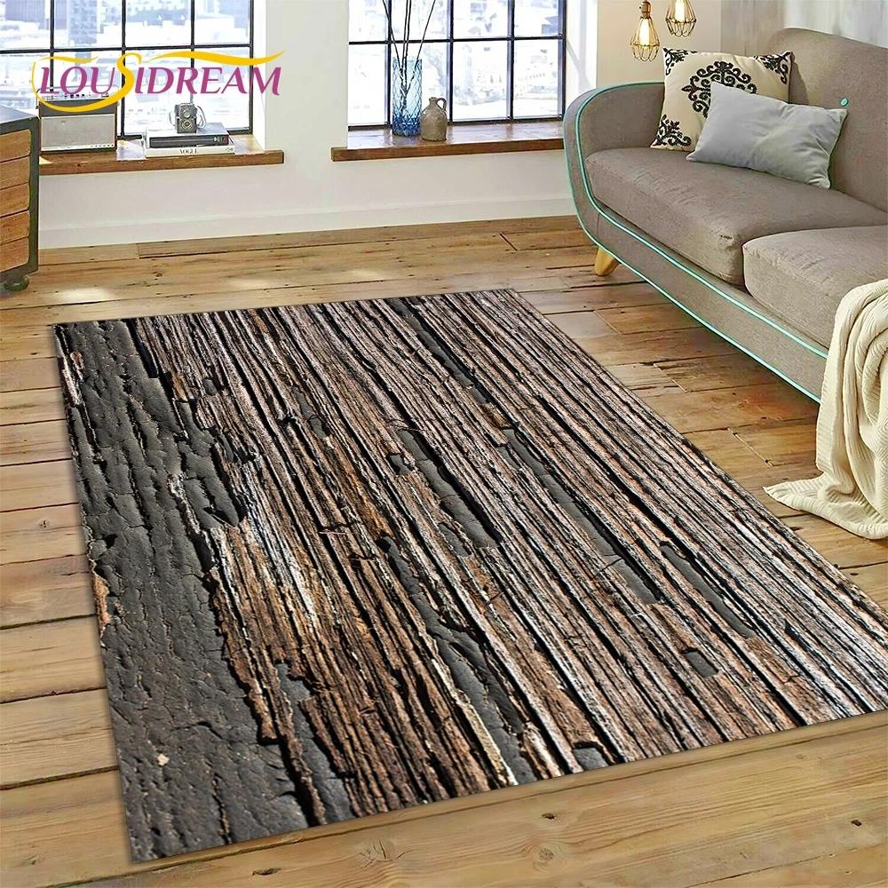 Color 3D Wood Grain Lines Rug Carpet for Living Room Bedroom Home Decor,Floor Mat Non-slip Decoration for Sofa Doormat Kid Gift