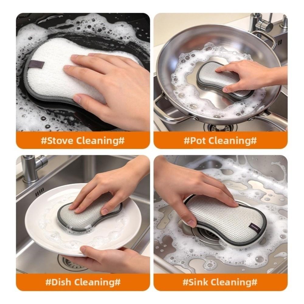 3/6PCS Thickened Double-Sided Dishcloth Non-Scratch Pot Scrubber Cleaning Sponges  Sink