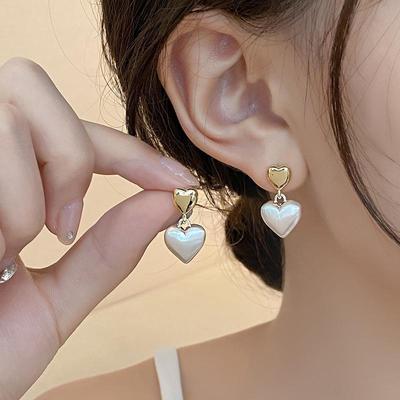 Orecchini a forma di cuore di lusso in argento 925 per donna – Stile celebrità alla moda, versatile ed elegante