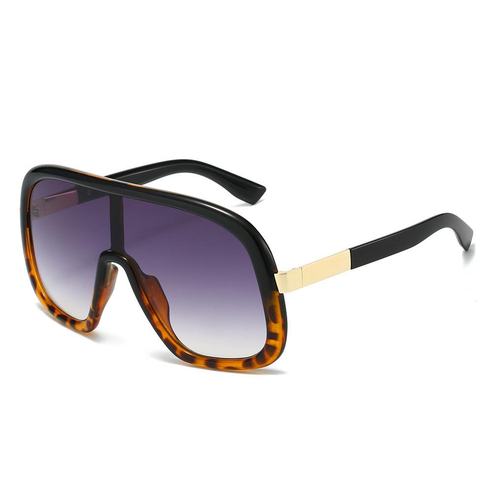 Retro Oversized Leopard Gradient Square Women Sunglasses  Punk Popular Luxury Brand Design Men Sun Glasses Uv400