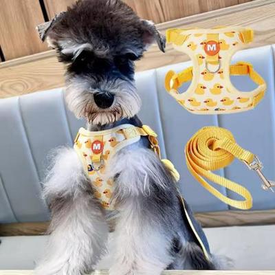 Nylon Cartoon Duck Dog Harness Vest Style Adjustable Buckle Yellow Duck Dog Rope Escape Proof Breathable Pet Harness Yorkshire