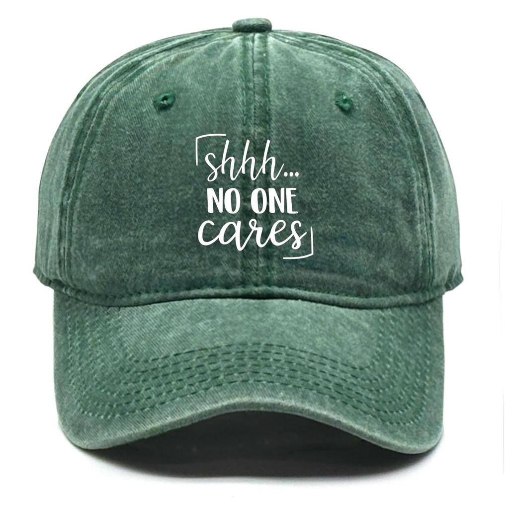 Shhh... No One Cares" Print Adjustable Baseball Hat, Woman's Cap Raw Brim Fashion Sunshade Unisex Snapback Sun Hat