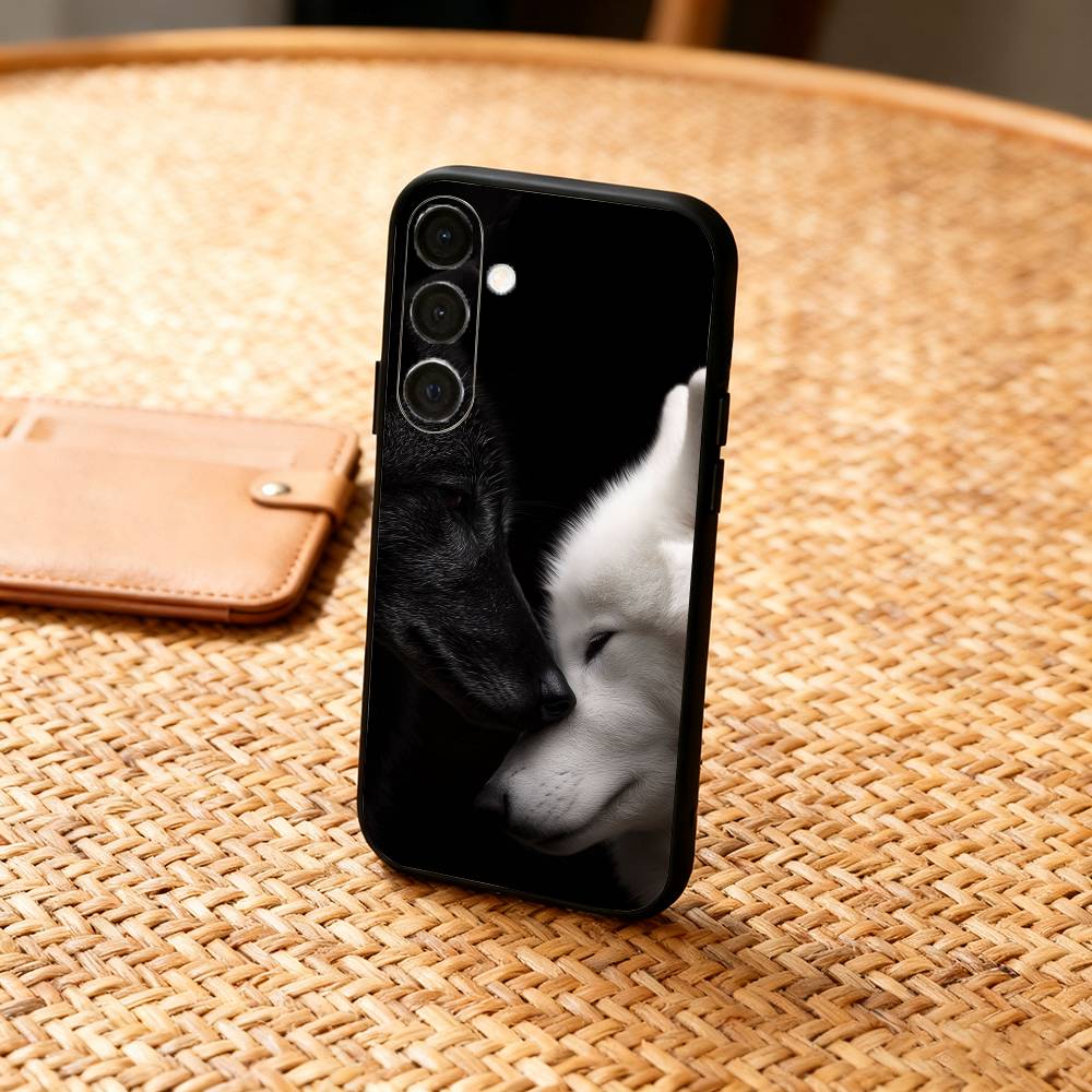 1pc Wolf Phone Case For Samsung A73,72,71,53,52,51,22,91,80, Soft Black Cover