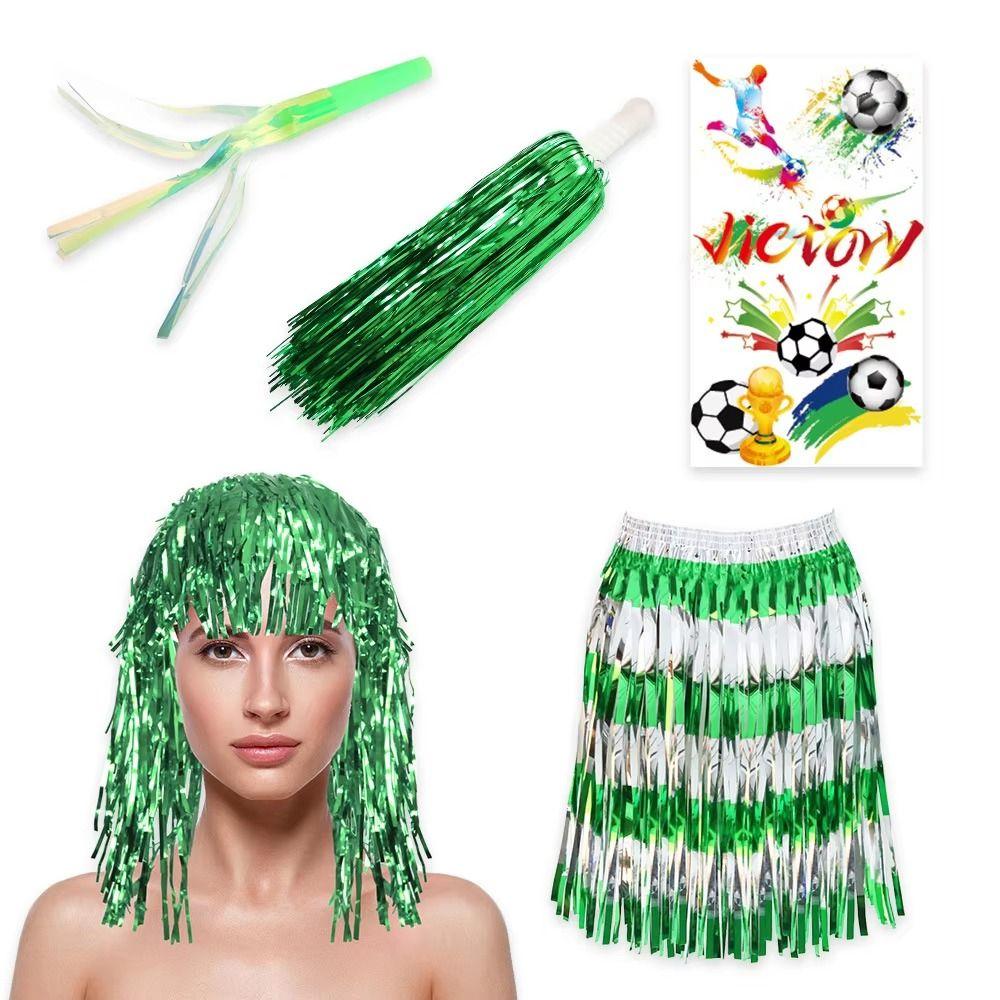 Fringe Skirt Soccer Fan Costume Supplies Set Cheerleading Gear Set  Game Day Match Party