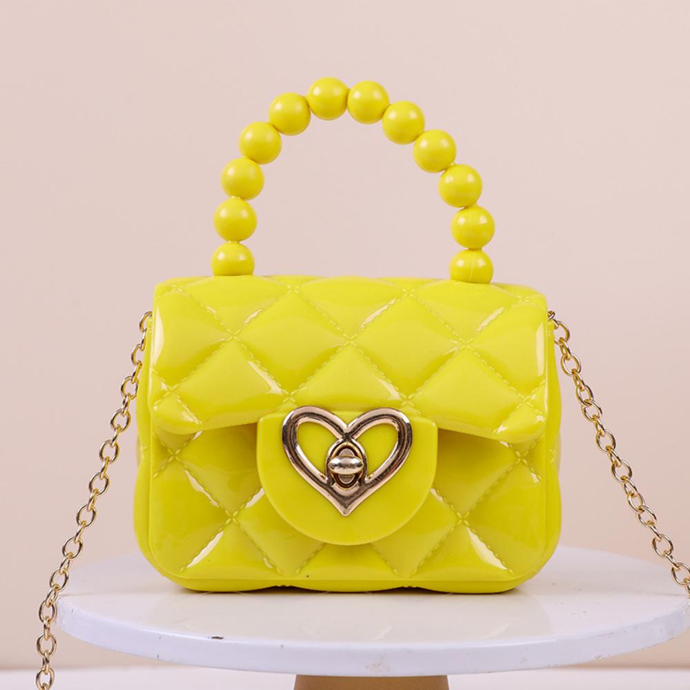 New jelly handbag, candy-colored, single-shoulder crossbody mini chain key pearl hand-held jelly bag