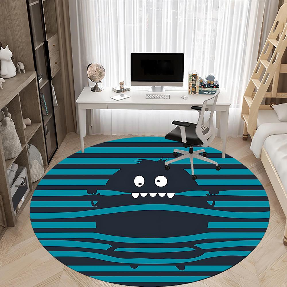 1PC Monster Stripes Office Round Area Rug, Mat Suitable For Office, Under Office Chairs Bedroom Living Room Home Decor, Room Deco