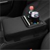Leather Center Console Cover With Cup Holder,Booster Car Armrest Cover For Protecting Car Armrest Box & Car Decorations,Universal Car Accessories