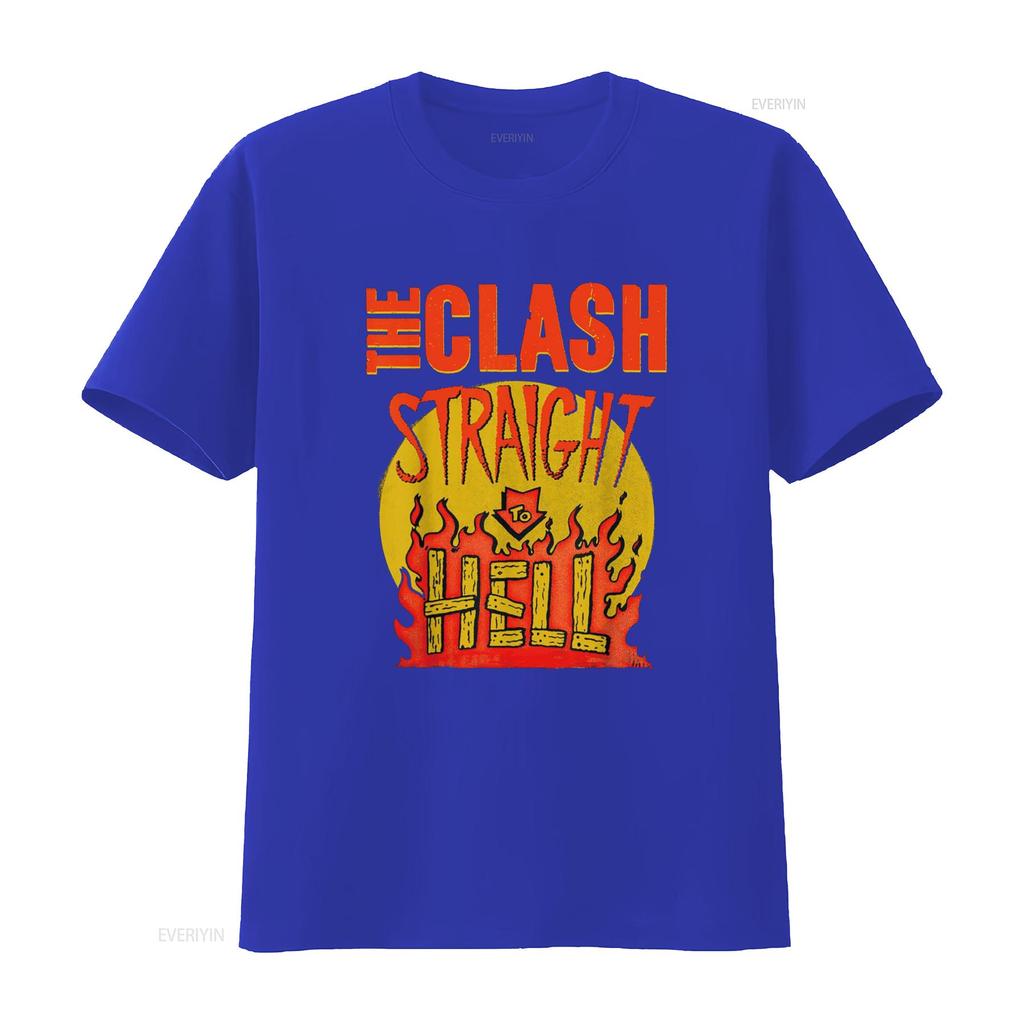 The Clash Straight To Hell T-Shirt vintage gewaschen Vielseitig Stilvoll Designer-Kleidung Leicht lässig Weich für Männer Unisex