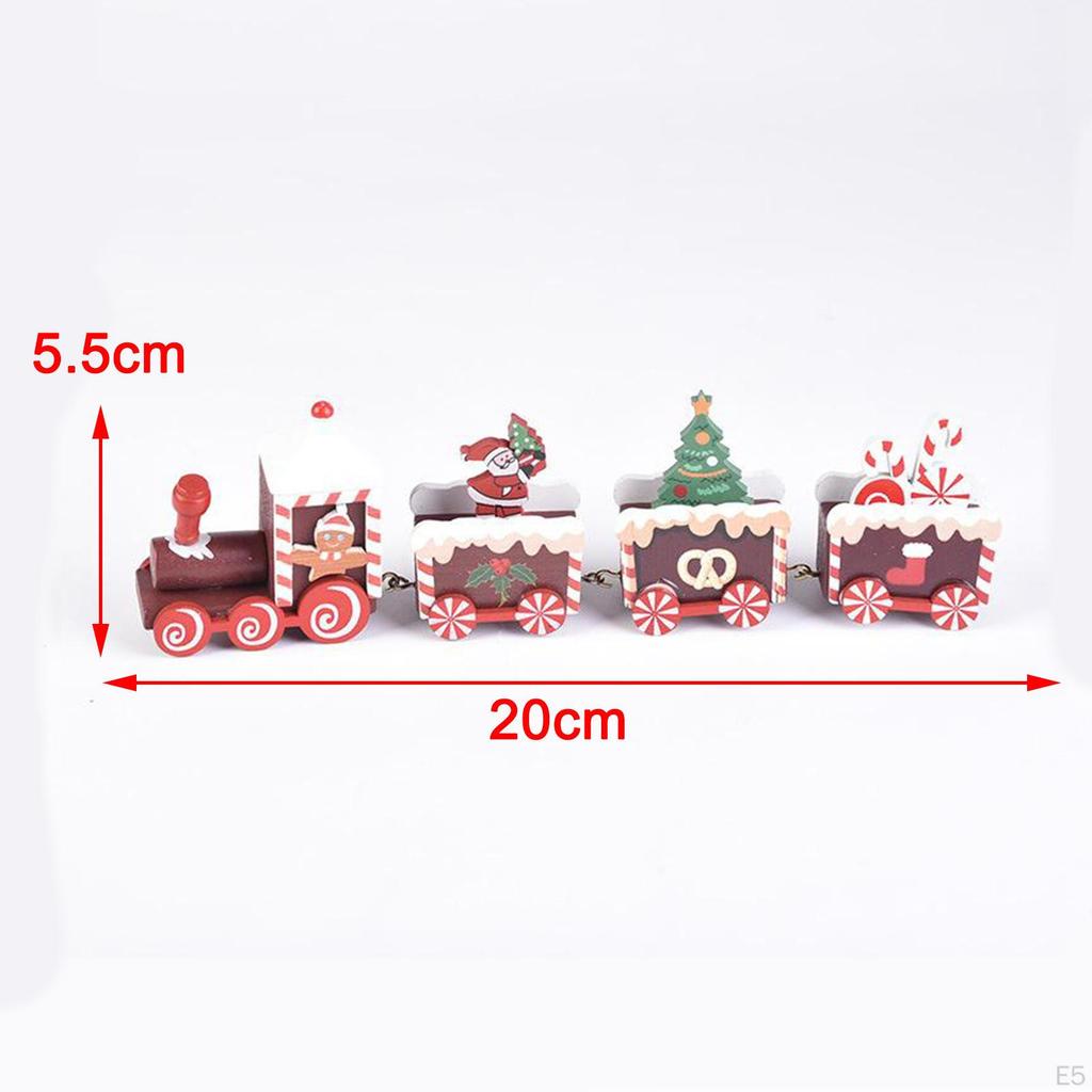 Zestaw 4 drewnianych malowanych pociągów Boże Narodzenie Rok Wisząca Dekoracja Dzieci