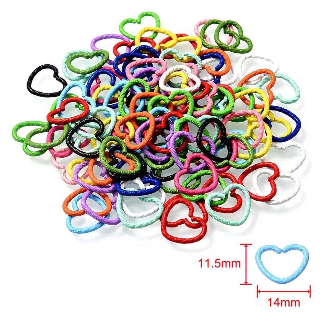 50PCS Colorful Mixed Alloy Split Jump Rings Star Heart Round Twisted Open Single Loops Ring Connector for Jewelry Making Finding