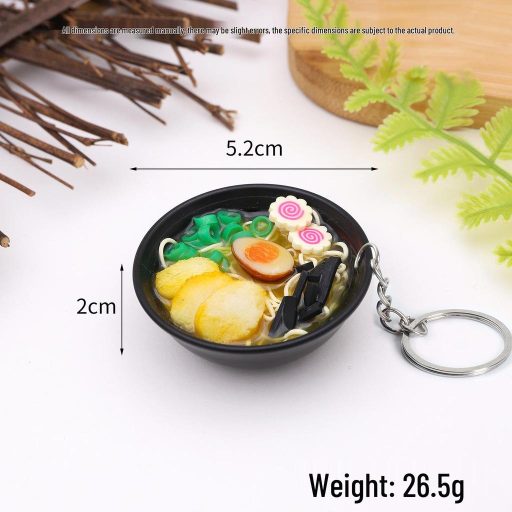 Mini Japanese Ramen Bowl Pendant - Creative Food Model Toy with Seafood Noodles