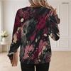 Women Plus Size Round Neck Long Sleeve Multicolor Printed Pullover Sweatshirt