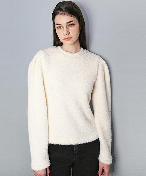 Demi Gnimonic Puff Fur Knit Ivory T-Shirt_ Puff Fur Knit Iv Ts Ivory/Free