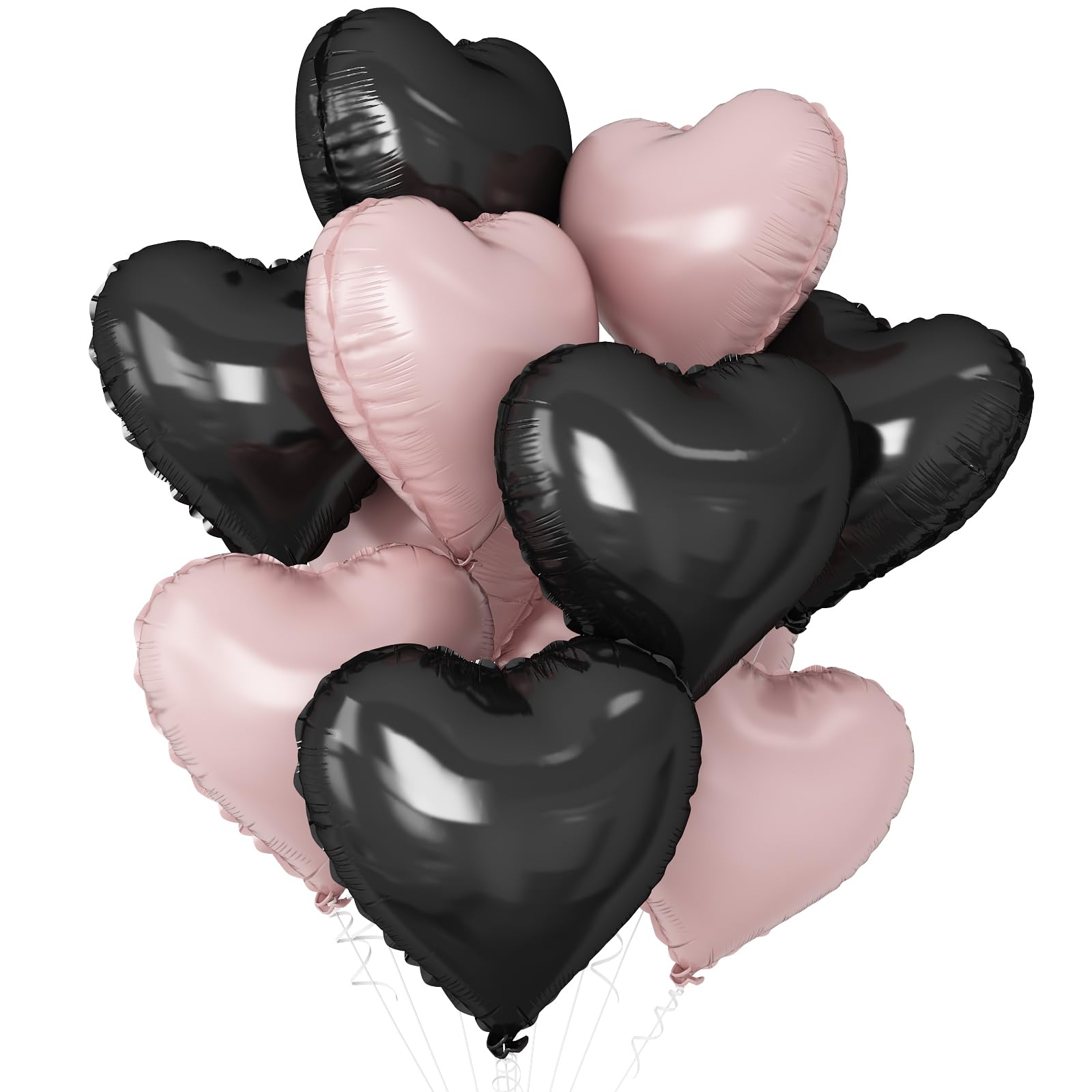 

BTZO Balloon Heart-Shaped 10-Piece Set Aluminum Balloons 18 Inches Assorted Colors Black Pink Valentine s Day Wedding Birthday Party Decoration