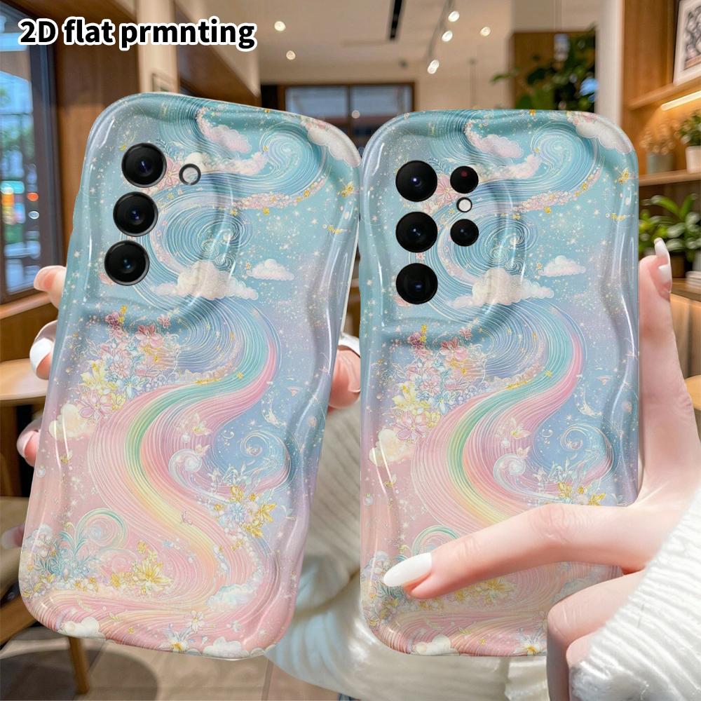 Phone Case: 2D Flat Samsung Galaxy A34 A35 M05 M06 S20 S22 S21 FE Plus 5G Cover, Rainbow Flower Sea & Starry Sky, Christmas and Halloween Gift