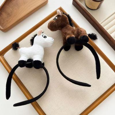 Hair Hoop Comfortable Fit Soft Plush Headband Year of Horse 2026 Cartoon Design Headband Shoots Cosplay Accessories