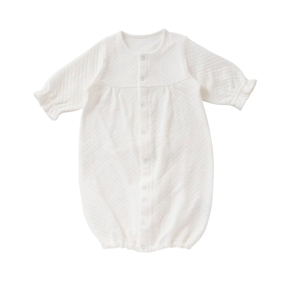 Cream de Coco with Yoke and Crotch for Newborns and Made in Two-Way All-in-One Snaps, 2-Way, Babies, Japan, 50-70cm (Knit Quilt, Autumn/Winter