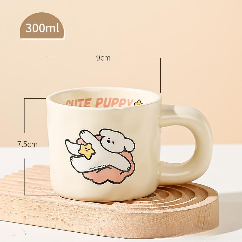 

Милая молочная чашка Fufu, высококачественная керамическая чашка с изображением щенка, офисная кофейная чашка, подарочная пара, чашка для воды 300mL [Color Box]