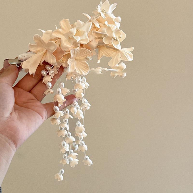 

Лепестки цветка ириса жемчужная бахрома заколка для волос модный национальный тренд темперамент клипса-утиный клюв новый китайский стиль персонализированные аксессуары для волос