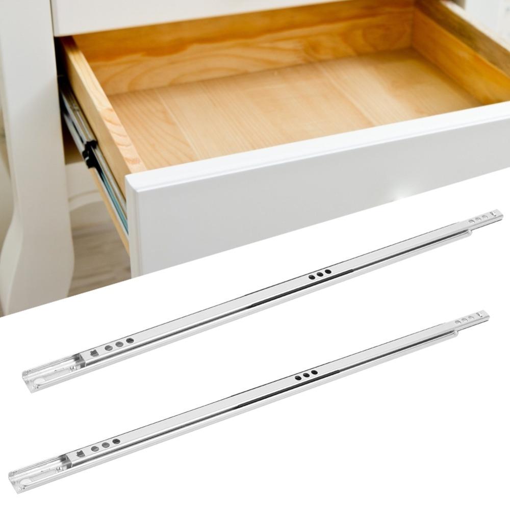 2Pcs Cold-Roll Steel Sheet Drawer Slide Rail Two Way Slide Drawer Slide Track Dresser