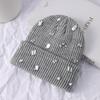 Rhinestone-embellished Pullover Knit Cap Solid Color Skull Cap Rhinestone-adorned Hat  Winter