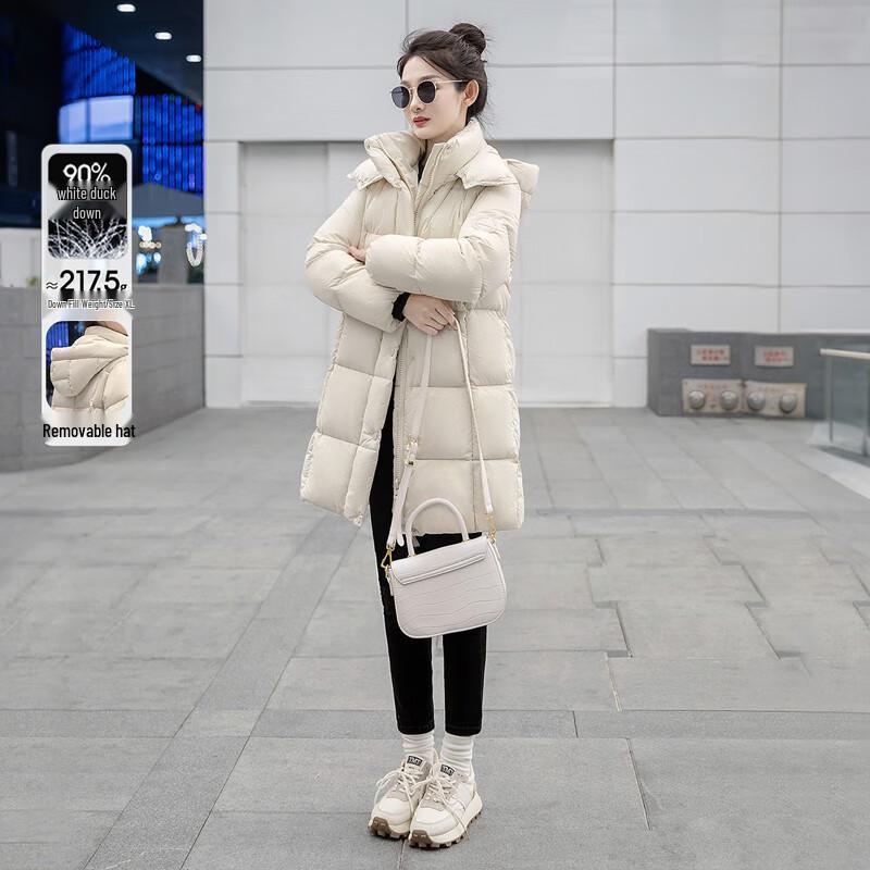 Sibaishe Women s Mid-Length 90% Down Winter Coat XS