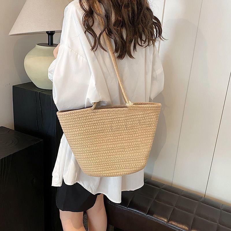 

Большая плетёная сумка-тоут через плечо женская Ins отпускная ручная сумка корейская для поездок на работу