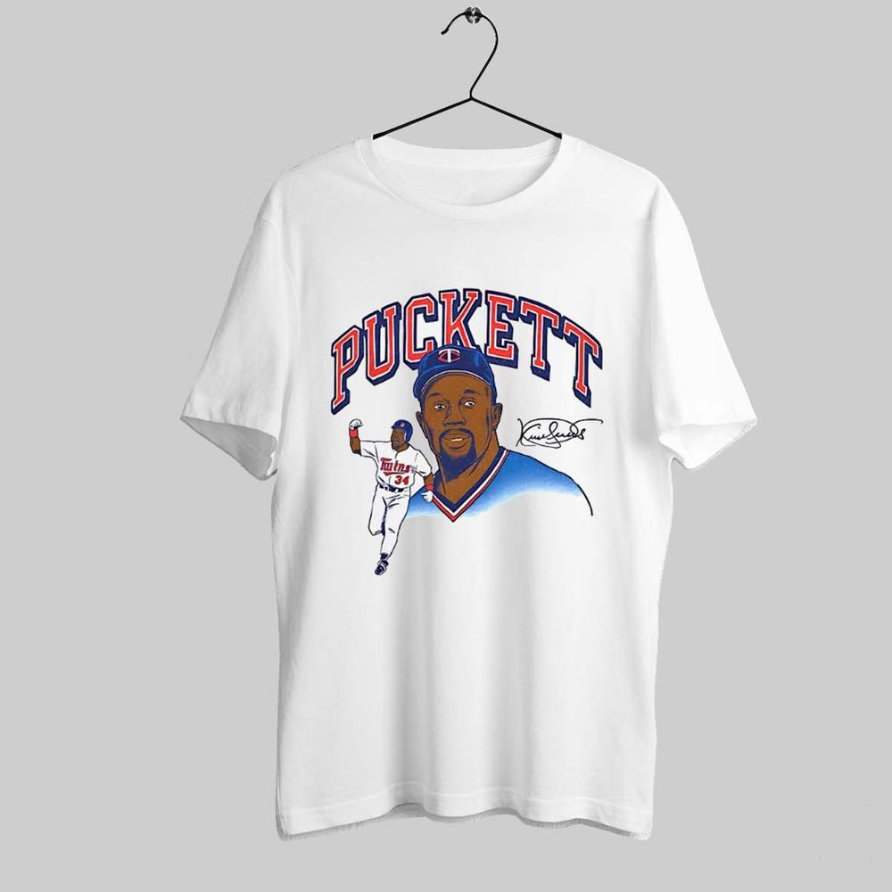Kirby Puckett Caricature Signed White T-shirt Unisex Tee All Sizes JJ5406