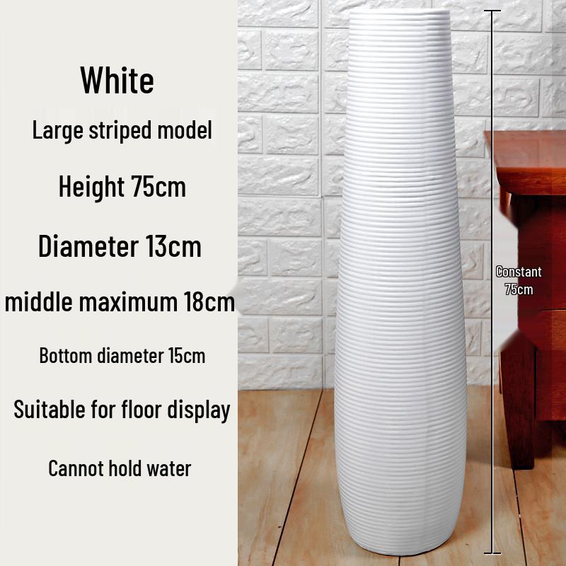 Large Modern Nordic Ceramic Floor Vase: Black & White Minimalist Design for Dried Flowers and French Arrangements In Living Room