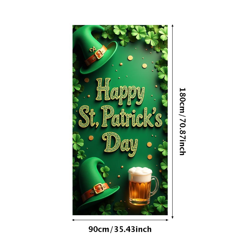 St Patricks Day Backdrop Banner With Beer Mug And Clover Party Event Decoration Photo Booth photography Background Props