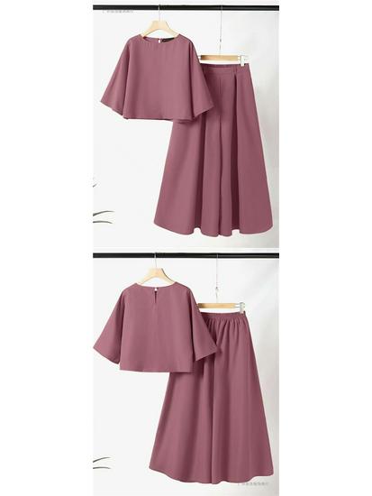 2026 Spring/Summer Women's Solid Color Short Sleeve Casual Loose Trousers Two-Piece Set