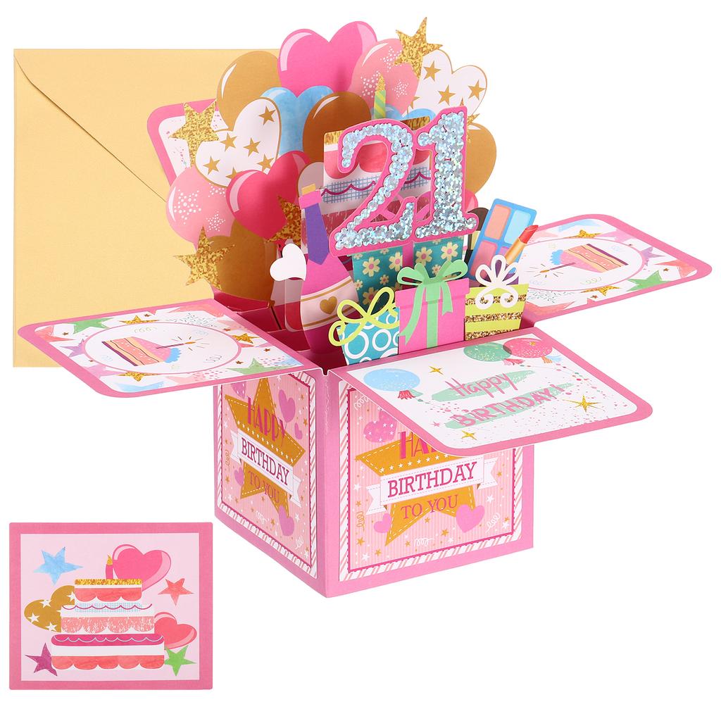 Uxcell 3D Unique Pop Up Birthday Card Kids Boy Baby Shower First Birthday Party Greeting Cards Handmade Miniatures Postcard Gift