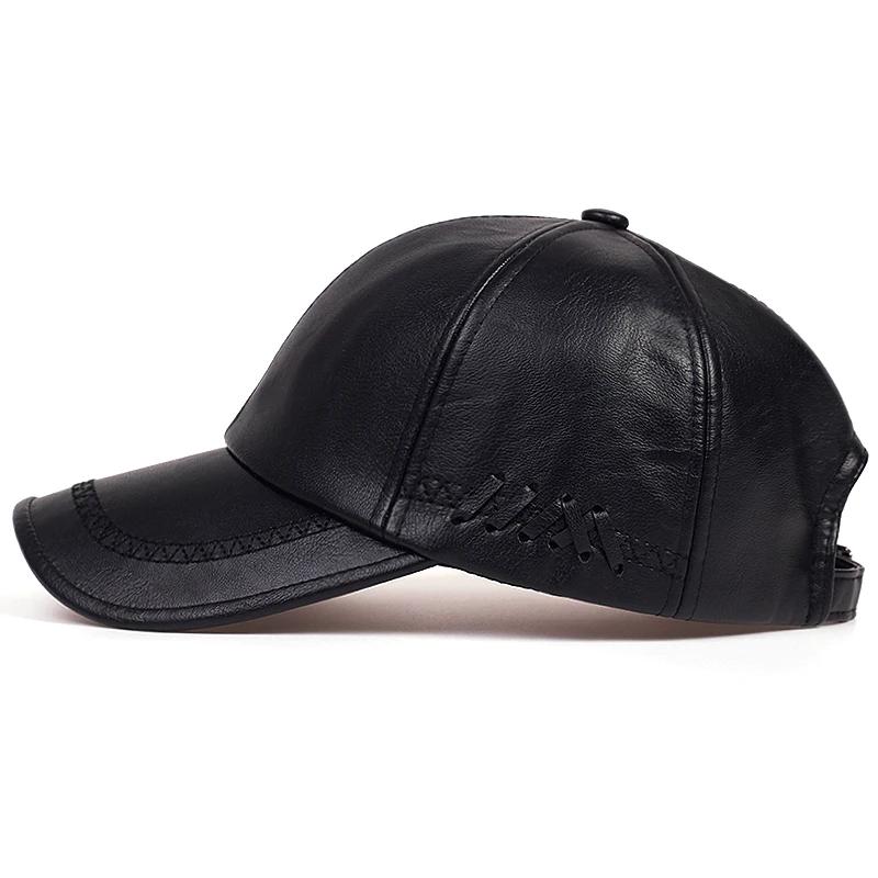 Unisex Solid Color Leather Baseball Caps Adjustable Casual Hats Spring and Autumn Outdoor Sunscreen Hat