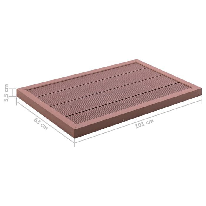 VidaXL Elément de Plancher pour Douche Solaire Echelle de Piscine Paillasson Antidérapant Extérieur Durable Robuste Marron 49065