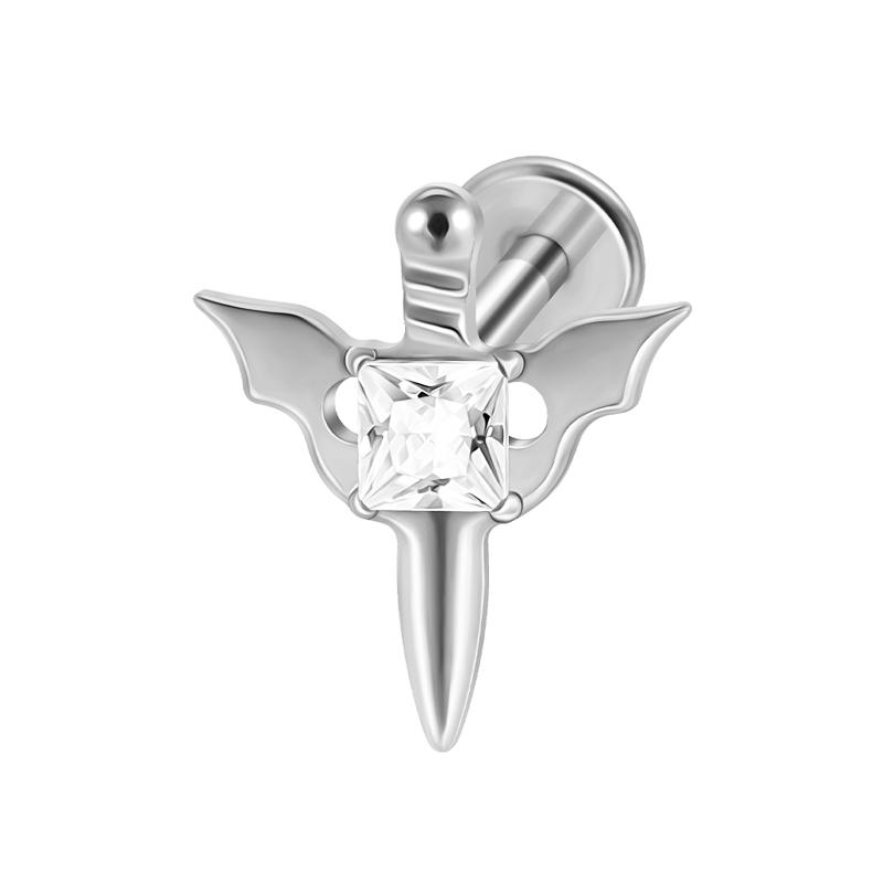Hot Sale Body Jewelry: Titanium Labret Flatback Tragus Earring Stud Internal Thread Zircon Rings