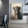 Cute Highland Cow Posters Canvas Paintings Deer Head Animal Wall Art Prints Pictures for Living Room Home Decoration Cuadros