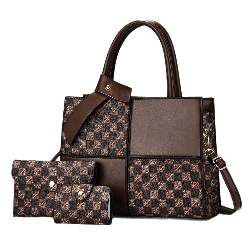 Set Nou din Trei Piese cu Contrast de Culoare prin Îmbinare, Geantă cu Nivel Ridicat de Aspect, Geantă de Mână All-in-one, Geantă de Umăr Fashion Crossbody