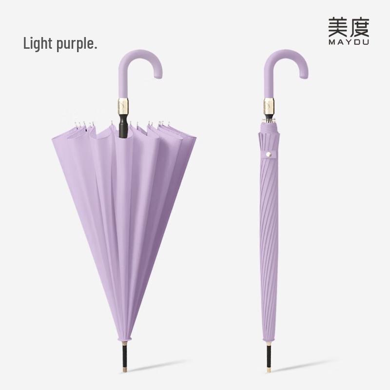 Mido 16-Rib Automatic Windproof Straight Umbrella with Water Blooming Design