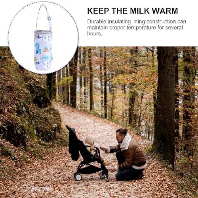 Insulated Baby Bottle Bag Cotton Aluminum Foil Portable Thermal Bag for On-the-Go and Stroller Gray 18 x 8 cm